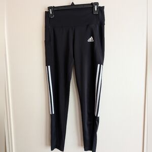 Adidas Black Leggings with White Stripes